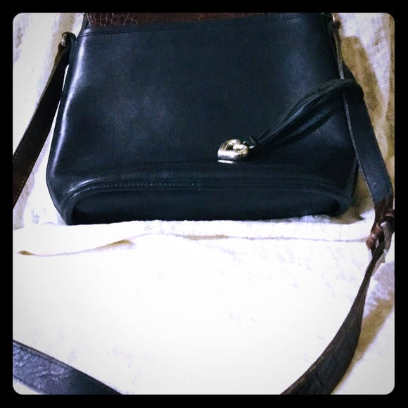 Classic Black Leather with Brown Croc Brighton Bag - Picture 3 of 4